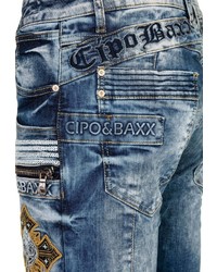 blaue bestickte enge Jeans von Cipo & Baxx