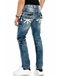 blaue bestickte enge Jeans von Cipo & Baxx