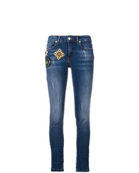 blaue bestickte enge Jeans von Frankie Morello