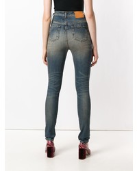 blaue bestickte enge Jeans von Gucci