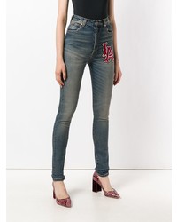 blaue bestickte enge Jeans von Gucci