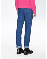 blaue bestickte Hose von Gucci