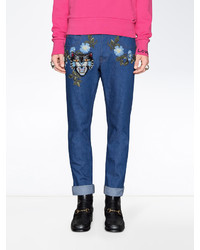 blaue bestickte Hose von Gucci