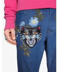 blaue bestickte Hose von Gucci