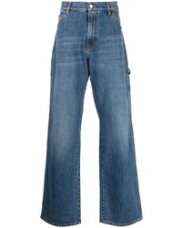 blaue bestickte Jeans von Alexander McQueen