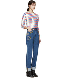 blaue bestickte Jeans von Marc Jacobs