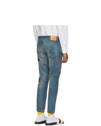 blaue bestickte Jeans von Gucci