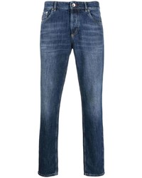 blaue bestickte Jeans von Brunello Cucinelli