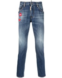 blaue bestickte Jeans von DSQUARED2