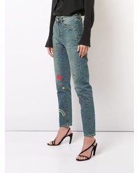 blaue bestickte Jeans von Saint Laurent