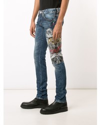 blaue bestickte Jeans von Philipp Plein