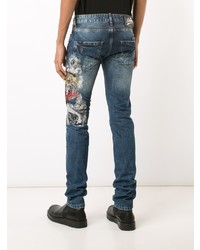 blaue bestickte Jeans von Philipp Plein