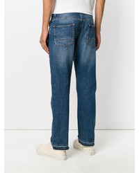 blaue bestickte Jeans von Alexander McQueen