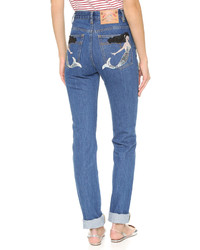 blaue bestickte Jeans von Marc Jacobs