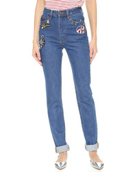 blaue bestickte Jeans von Marc Jacobs