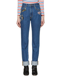blaue bestickte Jeans von Marc Jacobs