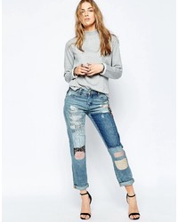 blaue bestickte Jeans von Blank NYC
