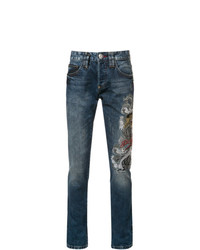 blaue bestickte Jeans von Philipp Plein