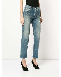 blaue bestickte Jeans von Tu Es Mon Trésor