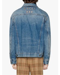 blaue bestickte Jeansjacke von Gucci