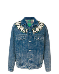 blaue bestickte Jeansjacke von Gucci