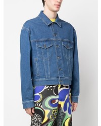 blaue bestickte Jeansjacke von Moschino