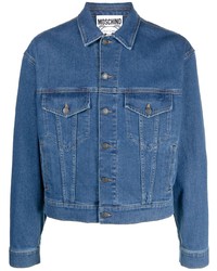 blaue bestickte Jeansjacke von Moschino
