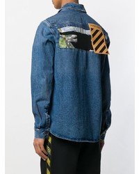 blaue bestickte Jeansjacke von Off-White