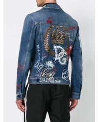 blaue bestickte Jeansjacke von Dolce & Gabbana