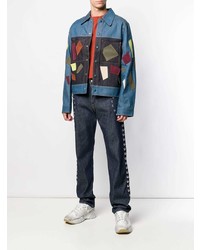 blaue bestickte Jeansjacke von Acne Studios