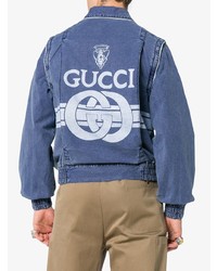 blaue bestickte Jeansjacke von Gucci