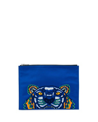 blaue bestickte Segeltuch Clutch Handtasche