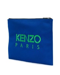 blaue bestickte Segeltuch Clutch Handtasche von Kenzo