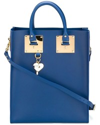 blaue bestickte Shopper Tasche aus Leder von Sophie Hulme