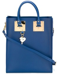 blaue bestickte Shopper Tasche