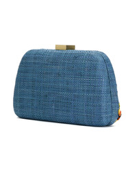 blaue bestickte Stroh Clutch von Serpui