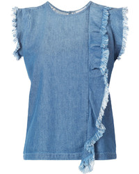 blaue Bluse mit Rüschen von Closed