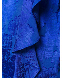 blaue Bluse mit Rüschen