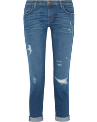 blaue Boyfriend Jeans mit Destroyed-Effekten von Current/Elliott