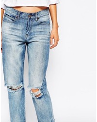 blaue Boyfriend Jeans mit Destroyed-Effekten von Dr. Denim