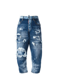 blaue Boyfriend Jeans mit Destroyed-Effekten von Dsquared2