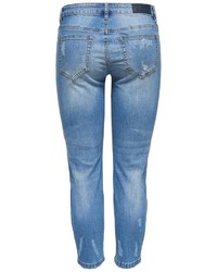 blaue Boyfriend Jeans mit Destroyed-Effekten von Only