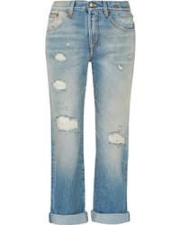 blaue Boyfriend Jeans mit Destroyed-Effekten von R 13