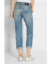 blaue Boyfriend Jeans mit Destroyed-Effekten von R 13