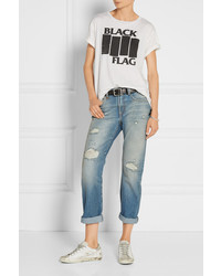 blaue Boyfriend Jeans mit Destroyed-Effekten von R 13