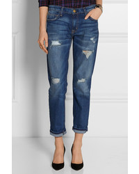 blaue Boyfriend Jeans mit Destroyed-Effekten von Current/Elliott