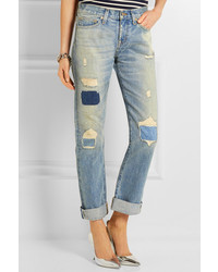 blaue Boyfriend Jeans mit Flicken von J.Crew