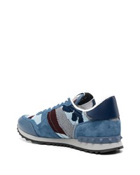 blaue Camouflage Wildleder Sportschuhe von Valentino Garavani