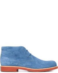 blaue Chukka-Stiefel aus Leder