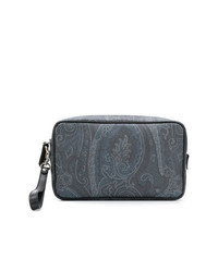 blaue Clutch Handtasche mit Paisley-Muster